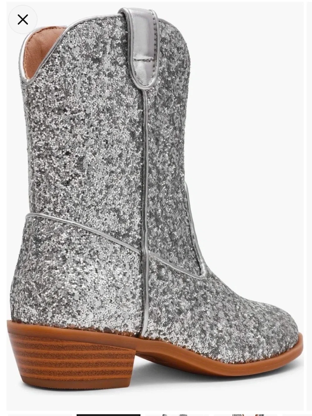 NWT Dolce Vita Silver Linz Glitter Kids Western Boots